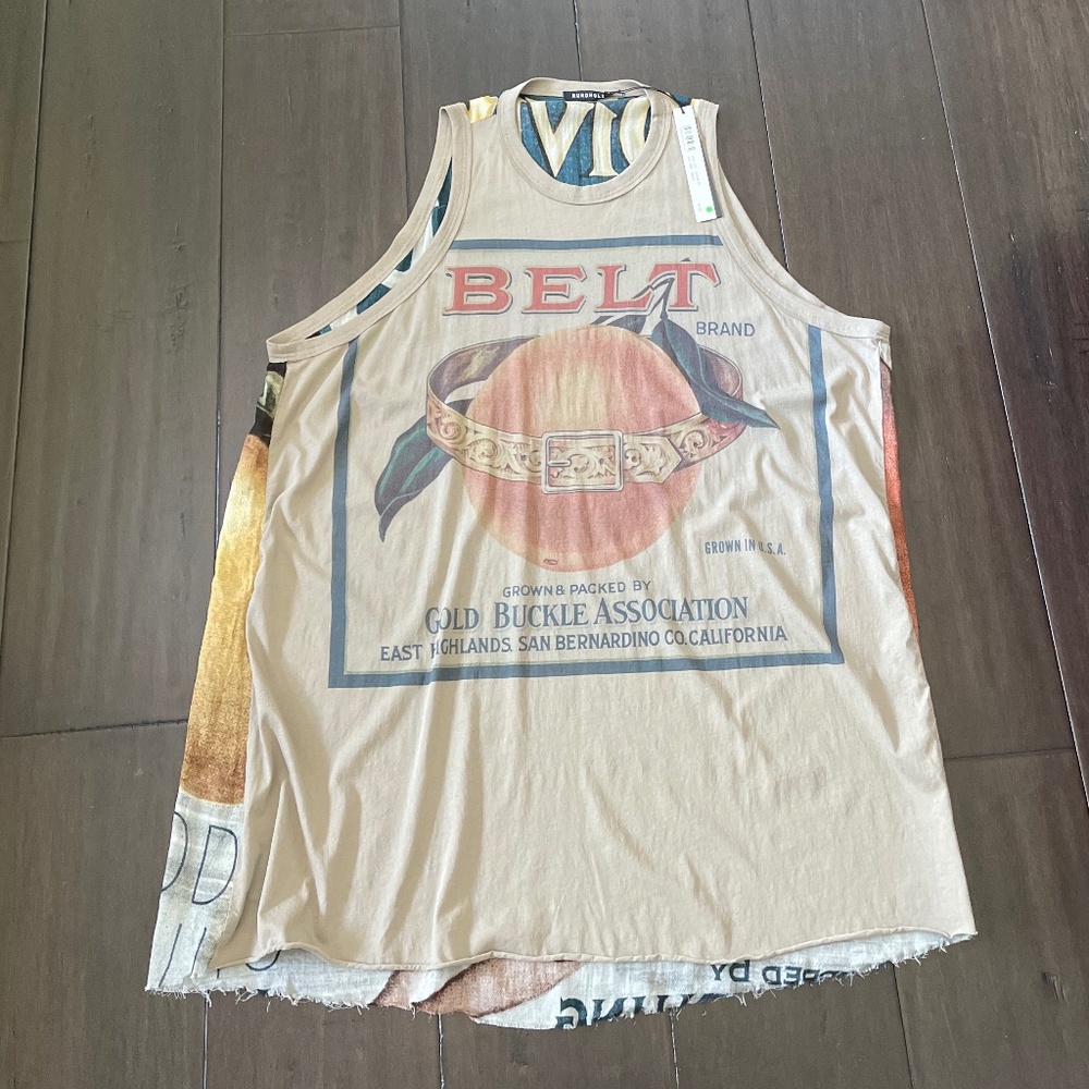 RARE Stunning NWT Rundholz Sleeveless Dress w/Vintage Cali Ad Graphics~ One Size - Picture 3 of 11